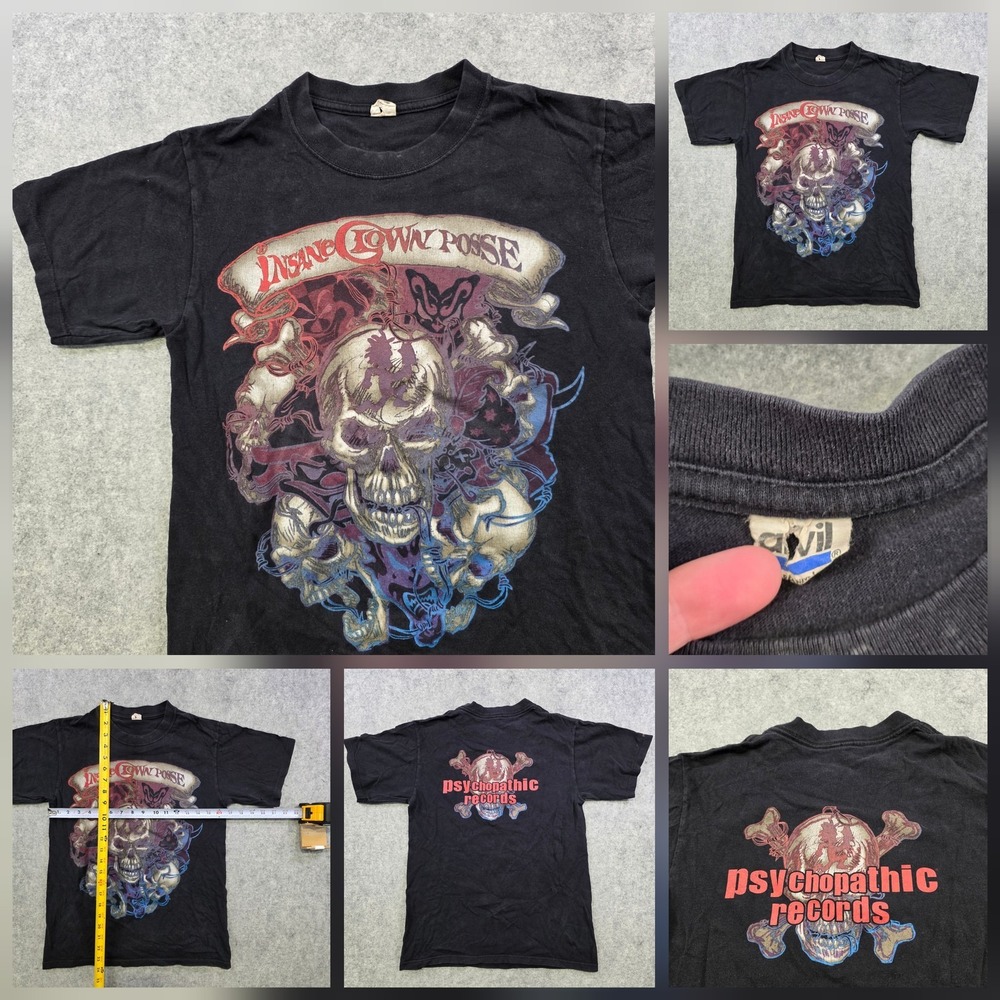 Vintage Insane‎ Clown Posse T Shirt Mens Small? Black Skull Psychopathic Records